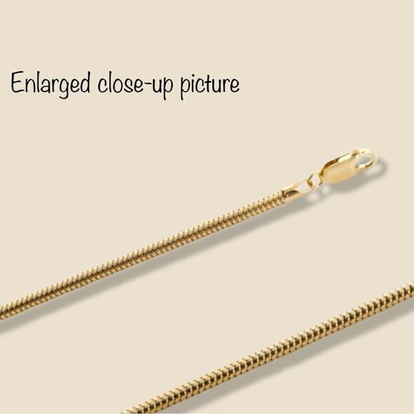 14k Solid Gold  Snake Chain Necklace | 0.7 mm Thickness  | 22” Long | Gift | - Picture 4 of 6